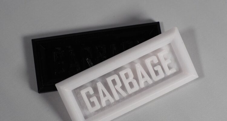 Stock Dark Black and Frost White Garbage Plaques